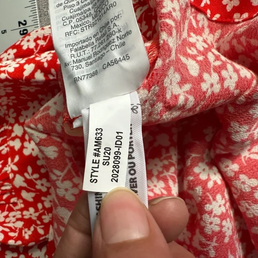 J.Crew Womens Red Floral Print Blouse XS Relaxed Fit Flowy Lightweight